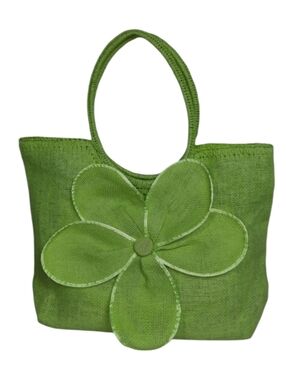 Bellemonde Green Woven Flower Tote Bag